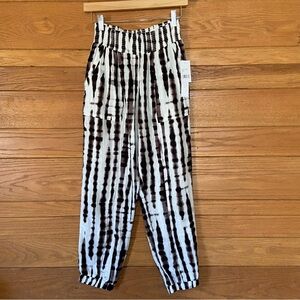 La Blanca Resort Wear brown and white tie dye cotton elastic waist pants